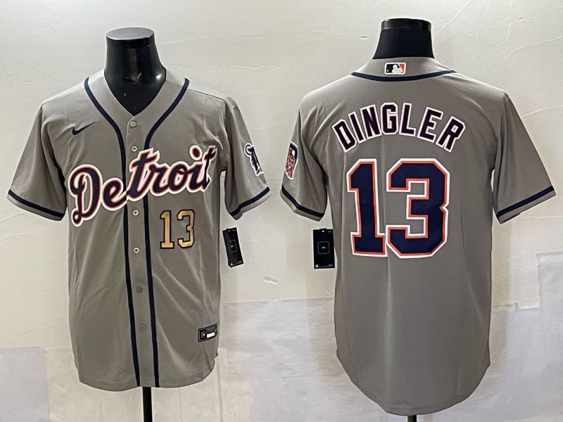 Men 2025 Detroit Tigers #13 Dingler Grey Nike MLB Jersey 04->detroit tigers->MLB Jersey